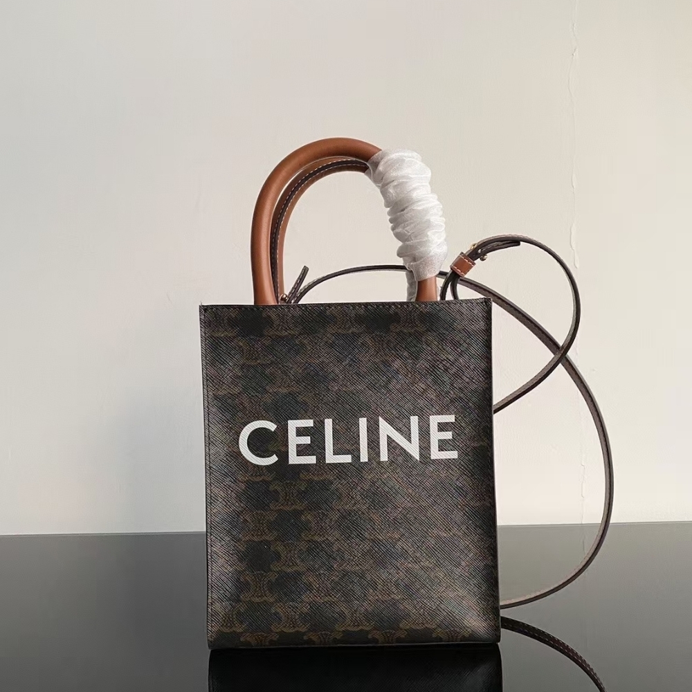 CELINE Cabas Triomphe Mini Canvas Tote Bag